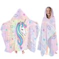 thumbnail image 1 of Toalla infantil Fiwbnasz con capucha con forma de unicornio, 76 x 127 cm, color rosa anudado, 1 of 9