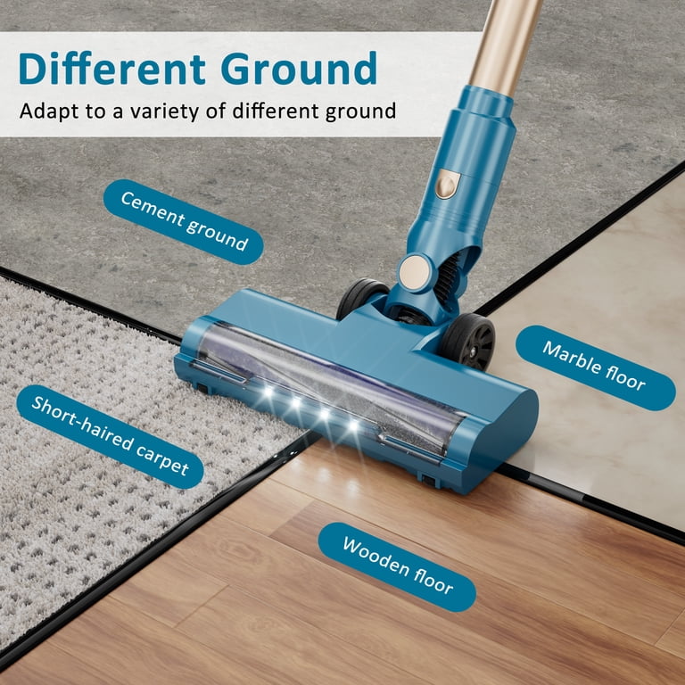 PrettyCare Cordless Vacuum Cleaner, 38kPa Suction, 45min Runtime