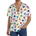 thumbnail image 1 of Fotbe Ladybugs And Flowers Camisa Estampada de Manga Corta para Hombre, Casual de Verano, Estilo Playero, Sin Arrugas-3X-Large, 1 of 5