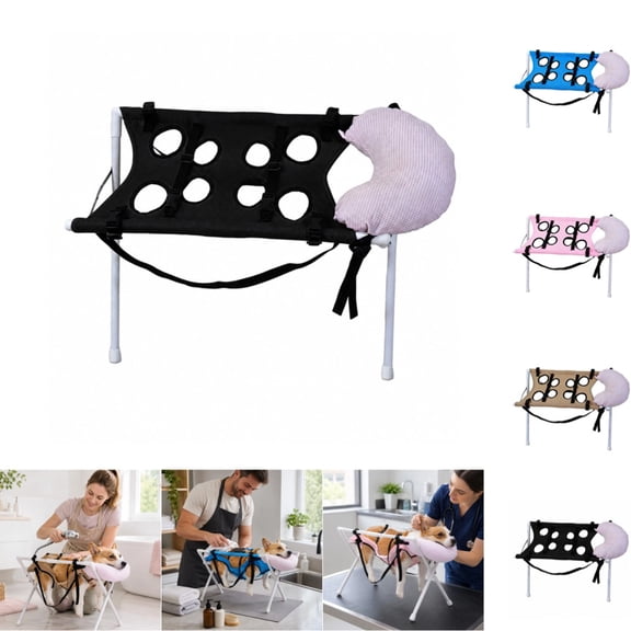 Pet Bathing Hammock for Dogs with Pillow, Foldable Pet Grooming Table Pet Washing Station, Ear Cleaning, Bathing Use, Foldable Design, Secure Strap