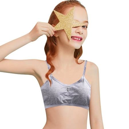 

HGWXX7 Plus Size Bra Big Girls Student Training Bras Wireless Light Padded Sports Cropped Cami Bras For Teens Underwear Adjustable Bra Vest