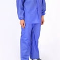 thumbnail image 2 of Rain Suit Split Thickened Coat Pant Non Disposable Raincoat Button Closure Gathered Cuffs Rain Wear 2J Blue Free Size, 2 of 5