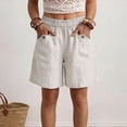 thumbnail image 2 of Breezora Women's Linen Cotton High Waist Casual Shorts Summer Breathable Loose Fit Beach Shorts With Pockets, 2 of 7