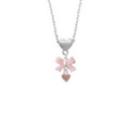 thumbnail image 2 of Delight Jewelry Silvertone Mini Two Sided Pink Heart Pink Bow Heart Necklace, 2 of 4