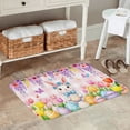 thumbnail image 2 of FJPT Non Slip Flannel Polyester Floor Mat Easter Bunny Flowers And Eggs Design For Bathroom Kitchen Bedroom Decor 31.5x19.7 inch, 2 of 5