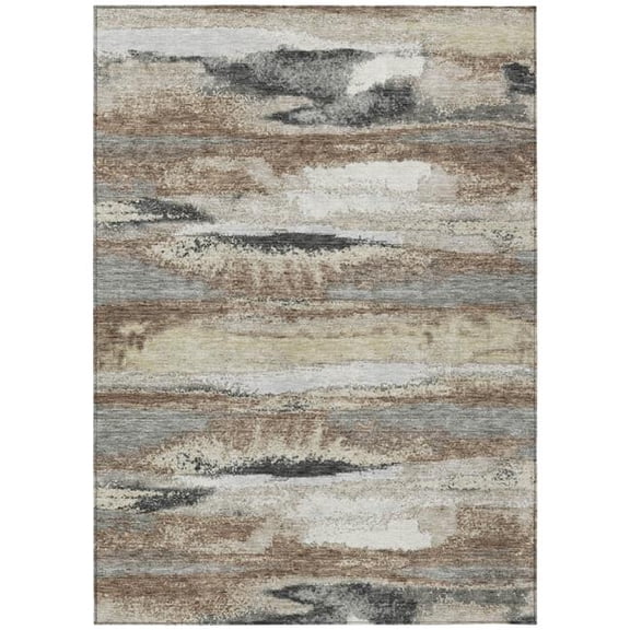 HomeRoots 612554 8 x 10 ft. Taupe, Beige & Ivory Abstract Washable Indoor & Outdoor Rectangle Area Rug