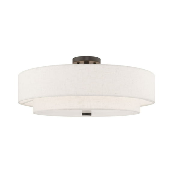 Livex Lighting Monroe 5-Light Metal/Fabric Ceiling Mount in English Bronze
