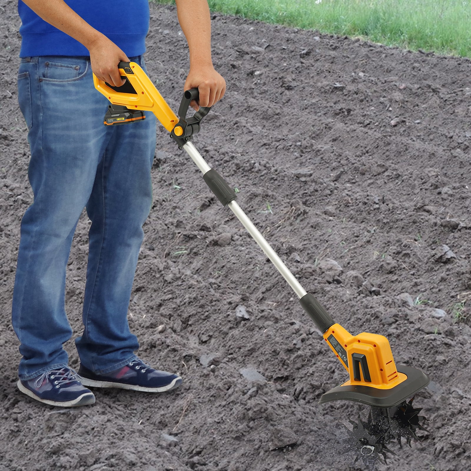 ABS Manganese Steel 20V Lithium-Ion Hand-Held Micro-Tiller 4-Knife Scarifying and Weeding Cultivator