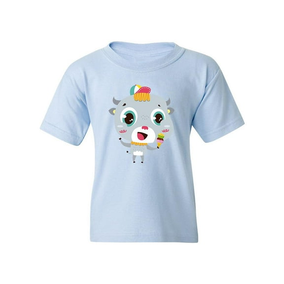 Buffalo Eating Ice Cream T-Shirt Juniors -Image by Shutterstock,  Large