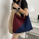 thumbnail image 4 of Bolso bandolera grande para mujer, bolso de moda para mujer, bolso de pana, bolso de hombro a la moda, azul combinado con rojo + marrón, 4 of 5