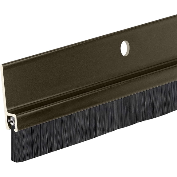 Randall Manufacturing Brown Aluminum Door Bottom Seal with Door Sweep Brush, Gaps up to 1 in, 3 ft