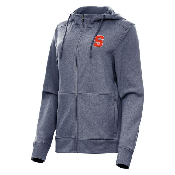 Women's Antigua Heather Navy Syracuse Orange Seeker Full-Zip Hoodie