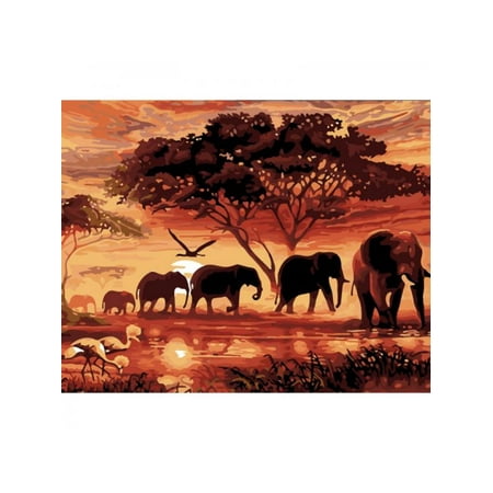Mosaic Cross - VICOODA 5D Diamond Painting Kits Mosaic Landscapes Elephants Group Painting Cross Stitch Kit Home Living Room Wall Decor, 30 x 25CM