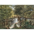 thumbnail image 2 of Gustav Barbarini 14x11 Black Ornate Wood Framed Double Matted Museum Art Print Titled: Forest Piece with a Wooden Stream Ruin, 2 of 5