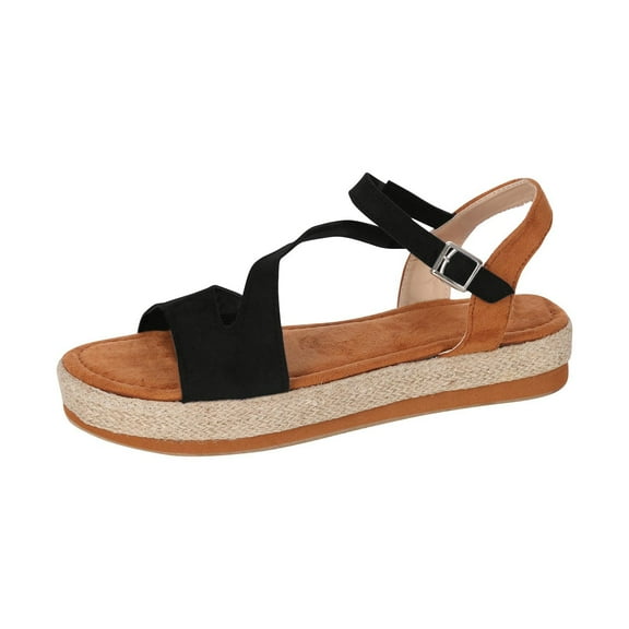 Summer New Buckle Hemp Rope Sandals Platform Women's Sandals