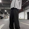 thumbnail image 5 of BADHUB Mens Chino Pants Straight Fit Drawstring Pant Lightweight Flat Front Loose Fit Trousers with Pockets Black 3XL, 5 of 7