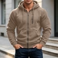 thumbnail image 5 of Zynoxe Hoodies for Men with Multi Pockets Stylish Zip Up Drawstring Hooded Jacket Comfy Elastic Cuffs Long Sleeve Casual Jacket Solid Color Fall Winter Outerwear, 5 of 9