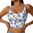 thumbnail image 2 of Haiem Blue Flax Flowers Pattern Womens Sports Bra - U Neck Padded Low Impact Yoga Bra Workout Crop Top Gym Moisture-Wicking Workout Vest -XX-Large, 2 of 9