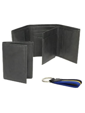 Mens Wallets !   Card Cases Walmart Com - product image george trifold leather wallet with black and grey antique finish and key fob
