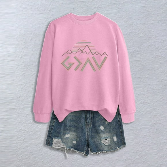 WILLBEST hoodie Womens Sweatshirt God Is Greater Than The Highs and Lows Graphic Print Long Sleeve Lined Shirts waterfowl hoodie