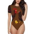 thumbnail image 1 of Bingfone Motif Poulet de Ferme Justaucorps à Col Rond pour Femmes, Bouton Pression Manches Courtes Justaucorps, Adapté pour Fête, Sports, Usage Quotidien-TG, 1 of 7