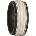 thumbnail image 6 of Titanium/Silver Two-Tone Edward Mirell Black Ti & Sterling Silver Inlay Laser Polished Wave Ring (Size 9.5) Made In United States emr298-9.5, 6 of 6