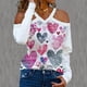 thumbnail image 2 of Blusa de moda para mujer, camisetas de cobertura con cuello en V de manga larga, camisetas sueltas informales con estampado de corazones Pompotops  FGAJ13219, 2 of 5