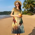 thumbnail image 4 of Disketp Castle Red Green Sky Dragon para Vestido de Manga Corta para Mujeres, Vestidos de Verano para Mujeres, Casual y Holgado para la Playa, 4 of 6