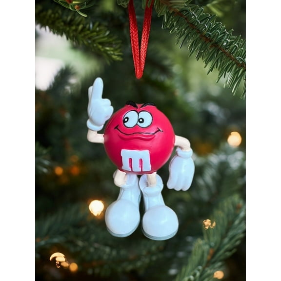 Ornament RED M&M M & M PVC Figure Figurine Holiday Charm Dangler 3” Gift Candy
