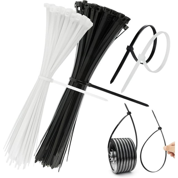 ERDS-Cable Zip Ties, 200 Pcs Zip Ties Heavy Duty, Nylon Cable Zip Ties for Indoor, Outdoor (12Inch, White, Black)