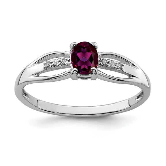 Sterling Silver Rhodium-plated Diamond Rhodolite Garnet Ring Size 6