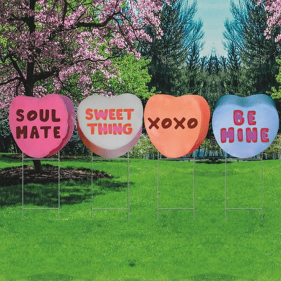 YS3047 Heart Sweets Shaped Candy Valentines Day Plastic Outdoor Yard Sign Decoration Cutout