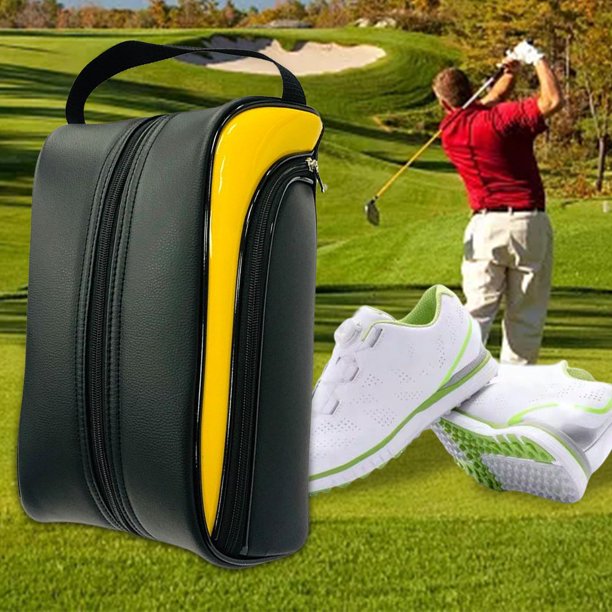Bolsa de zapatos de golf portátil Bolsa de cuero de primera con cremallera Bolsa de transporte para zapatos al aire libre Bolsa de zapatos Amarillo Baoblaze Bolsa para zapatos de golf