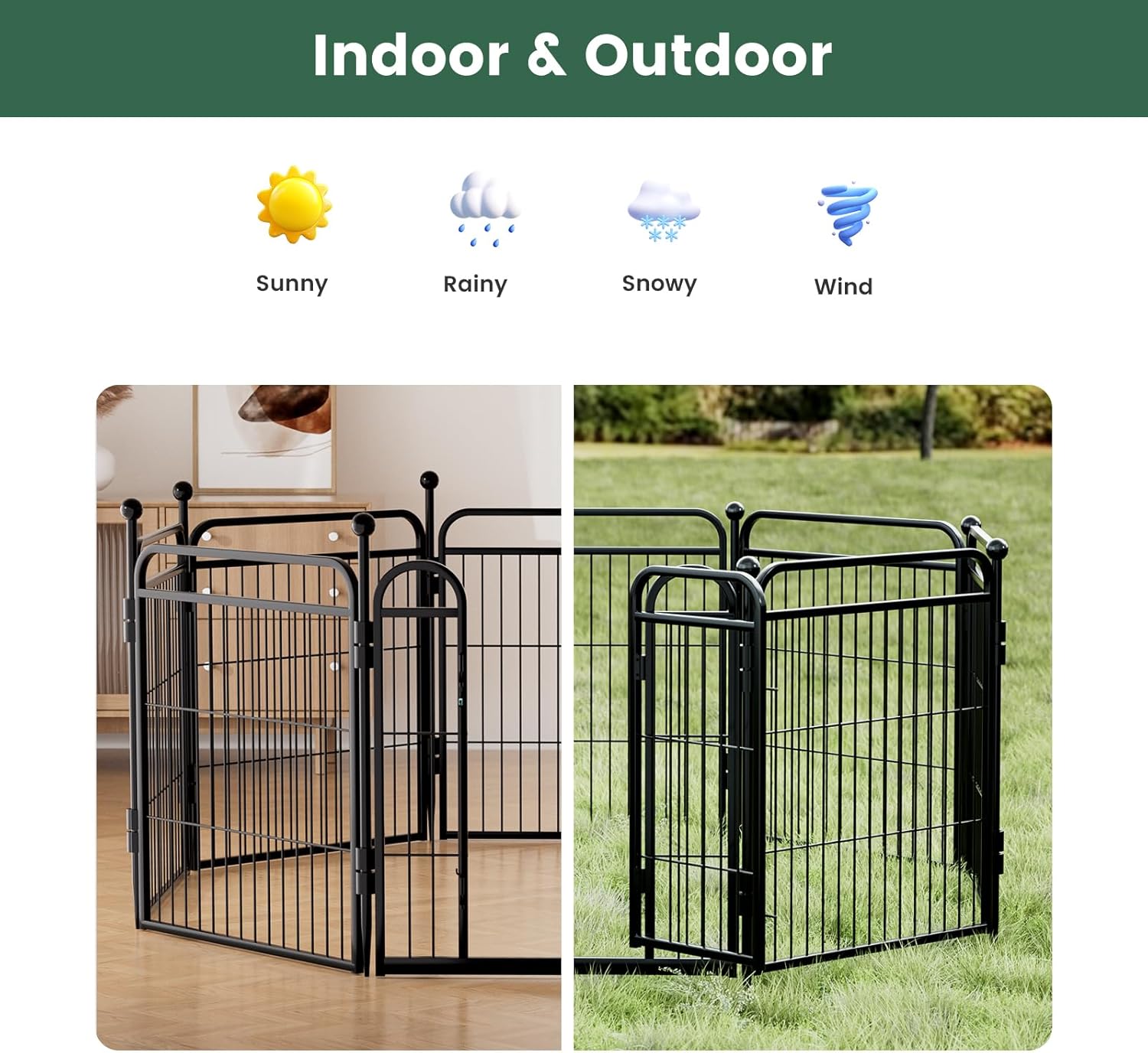 LibraMAL  Dog Playpens, 32" H 6 Panels Dog Pen Outdoor/Indoor Dog Fence Exercise Pen for Small/Medium/Large Dogs, Foldable Pet Play Yard Gate with Gravity Automatic Lock, Pet Playpen, Black