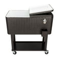 thumbnail image 2 of SYNGAR Ice Chest on Wheels with Shelf, 80 Quart Rolling Cart with Bottle Opener and Drain Plug, Portable Bar Drink Cooler, Outdoor Beverage Incubator for Patio Poolside Camping Party, Brown, D7206, 2 of 10
