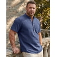 thumbnail image 7 of Mens Linen Henley Shirts Short Sleeve Casual Summer Beach T-Shirts Breathable Cotton Blend Lightweight Classic Fit Tee Royal Blue M, 7 of 7