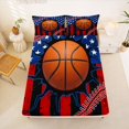 thumbnail image 5 of Manfei Basketball Sports Queen Sheets,Retro American Flag Queen Sheet Sets,Black Red Stripes Decor,4 Pieces,1 Flat Sheet, 1 Fitted Sheet and 2 Pillowcases, 5 of 6