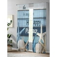 thumbnail image 4 of Shell Starfish Sheer Curtains 96 Inch Long 2 Panels, The Beach Is My Happy Place Wood Grain Light Filtering Rod Pocket Semi Sheer Curtains, Sheer Voile Drapes for Living Room Bedroom, 52"x96", 4 of 5