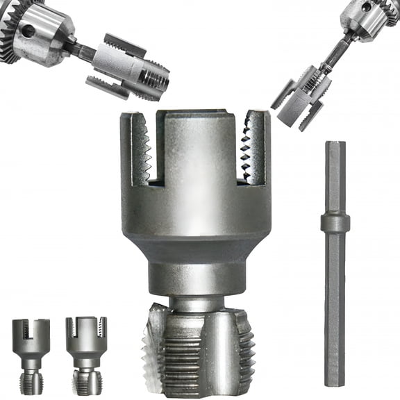 LAMIRO Integrated Internal & External Pipe Threading Tool,Pipe Thread Cutting Tool,Thread Maker Tool For Electric Drill,1/2" (DN15) 3/4" (DN20) Pipe Sizes Rethreading Tool