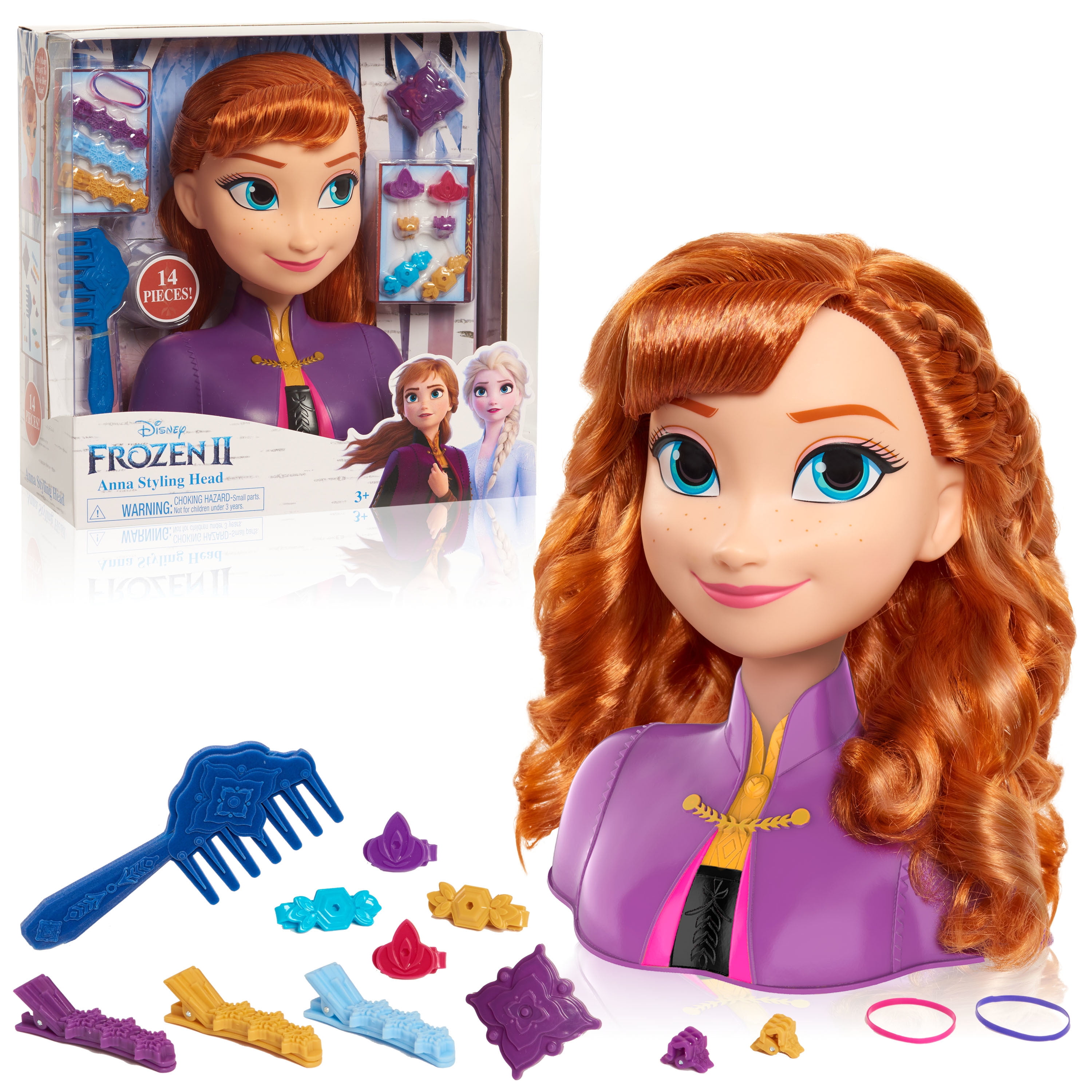 Disney'S Frozen 2 Anna  Styling Head, 14-Pieces, Officially  Licensed Kids Toys for Ages 3 Up, Gifts and Presents 