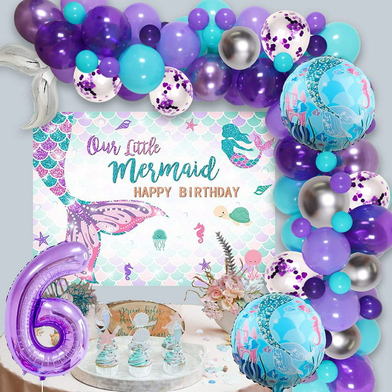 Mermaid Balloon Fish Net Backdrop Mermaid Party Decorations Girls