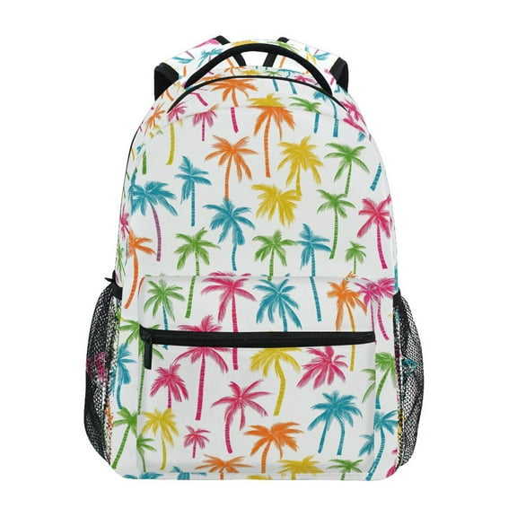 School Backpack Lightweight Multipocket College High Middle Student Bag 15L Colorful Coconut Tree
