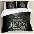thumbnail image 1 of Alcohol Duvet Cover Set Queen Size, Bottle of Beer with Hand-Drawn Lettering of Stout Pale Ale Lager Wheat, Decorative 3 Piece Bedding Set with 2 Pillow Shams, Black and Eggshell, by Ambesonne, 1 of 3