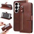 thumbnail image 2 of Wallet Case for Samsung Galaxy S26 Ultra with Zipper Pocket & Card Slots – Stand Function Brown, 2 of 5