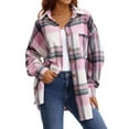 thumbnail image 4 of UVN Plaid Shirts for Women Flannel Long Sleeve Shacket Jacket Ladies Shirt Button Down Top Casual Coats, 4 of 8