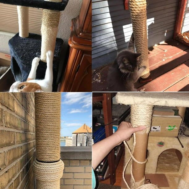 Cuerda Rascador Cuerda de sisal retorcida para gatos DIY Cuerda de escalada para rascar árboles para mascotas (4 mm x 10 m)