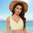 thumbnail image 6 of Wamejoo Women Underwire Full Coverage Bikini Top Only Criss Cross Push Up Swim Crop Top Tie Back Bathing Suit (Khaki, S), 6 of 9
