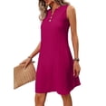 thumbnail image 3 of Women Casual A-Line Dress 2025 Sleeveless V Neck Pleated Sundress Loose Tank Dresses Rose Red L, 3 of 9