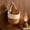 Khaki, variant on Fabric Wall Hanging Storage Basket- Small Hanging Basket for Organizing, Woven Pouchs Boho Style Wall Mounted Bag, Storage Organizers and Decoration Pocket Caddy Bins on Door Rack