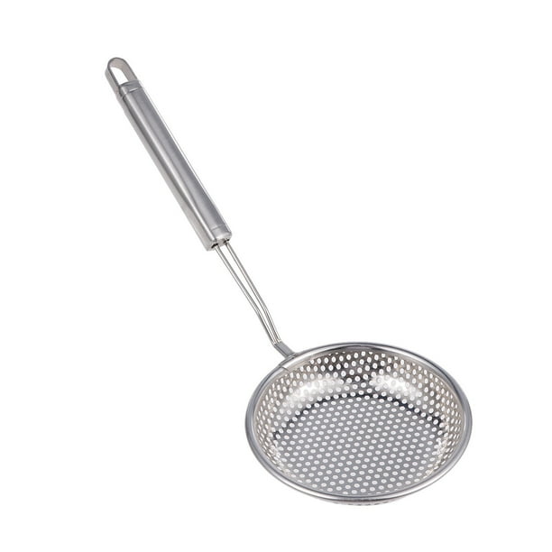 Colador de acero inoxidable, cuchara ranurada para ollas calientes, espumadera, cucharón para servir alimentos, colador para freír, utensilio de cocina para el hogar y restaurante, 12 cm (plateado)